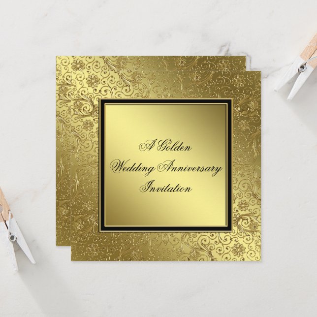 Invitation Classique pour les Noces d'Or (Devant/Arrière en situation)