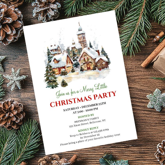 Invitation classique pour une fête de Noël (Classic holiday scene Christmas party invitation

)