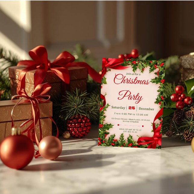 Invitation classique pour une fête de Noël (Créateur téléchargé)