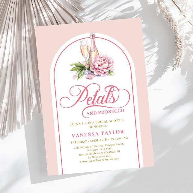 Invitation classique rose et or avec design d'arch (Classic blush and gold invite boho arch design

)