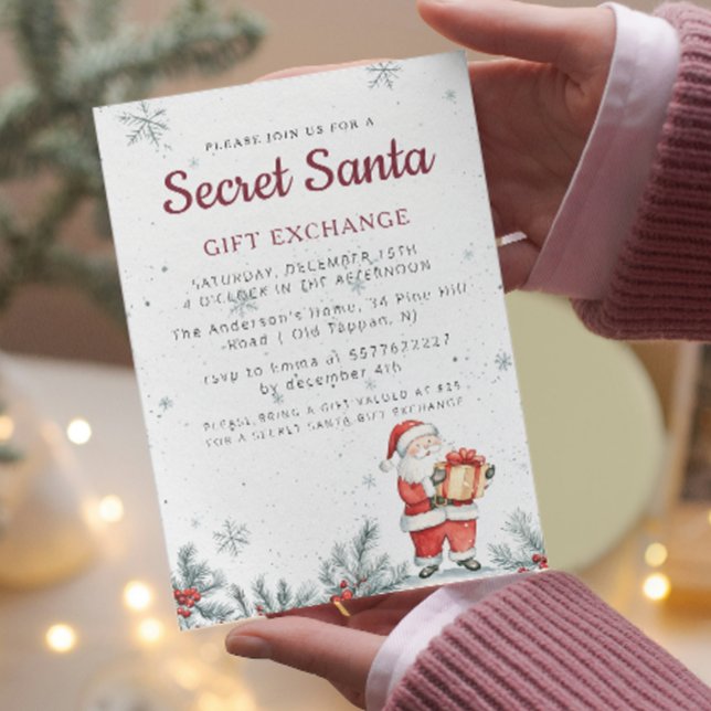 Invitation Classique Secret Père Noël Noël Party (Créateur téléchargé)