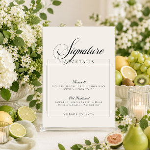 Invitation Classique Signature de cocktails en ivoire noir