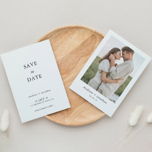 Invitation Classique Simple 1 photo mariage Enregistrer la da