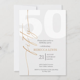 Invitation Classique Simple 50e Anniversaire Moderne Adulte