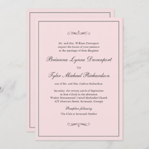 Invitation Classique Simple Elegance Blush Pink Mariage
