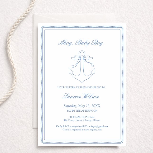 Invitation Classique Simple Ohé Garçon Élégant Shower (Créateur téléchargé)