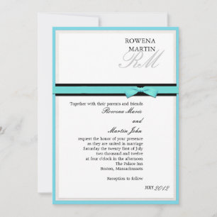 Invitation classique Turquoise et Noir Monogram