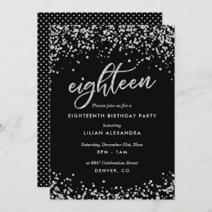 Invitation Classy 18th Birthday Invitation, Sparkly Confetti