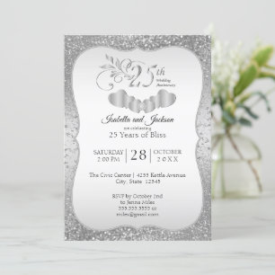 Invitation Classy 25th Silver Parties scintillant 
