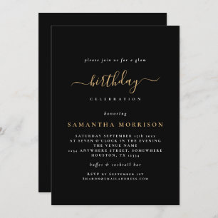 Invitation Classy Black Gold N'importe quel âge Anniversaire