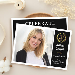 Invitation Classy Black Law School Photo Graduation Party