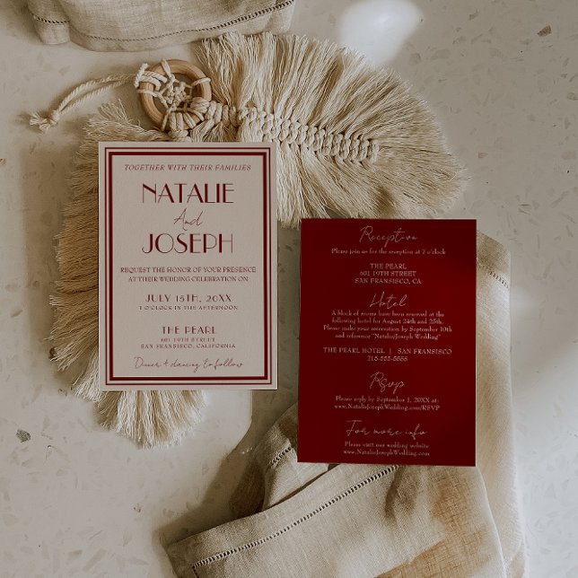 Invitation Classy Burgundy Ivory Old Money All In One Wedding (Créateur téléchargé)