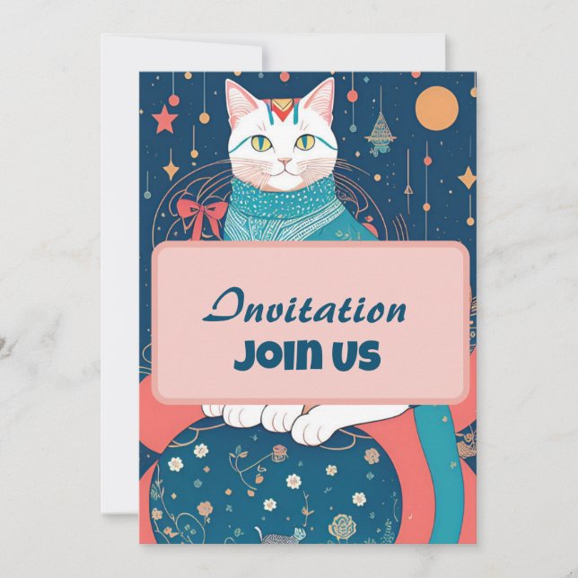 Invitation Classy Chat Kitty Voices Pink Card (Devant)