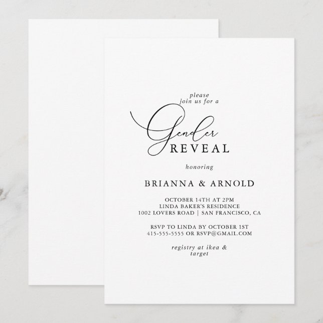 Invitation Classy Chic Minimalist (Devant / Derrière)