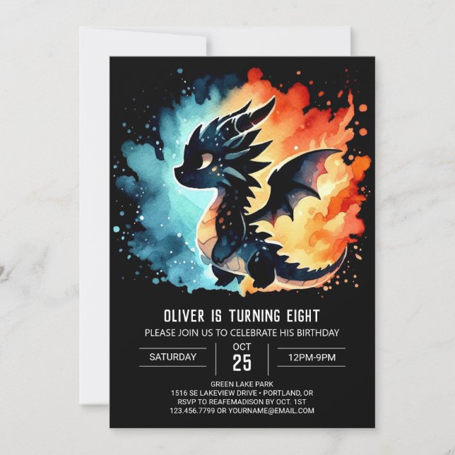 Invitation Classy Dragon Birthday Personnalisable (Devant)