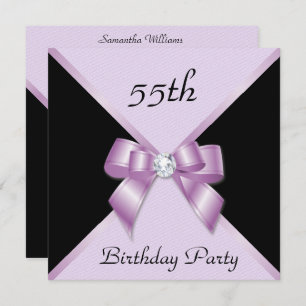 Invitation Classy Elegance Lilac & Black 55th Birthday Party