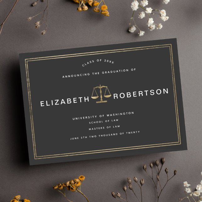 Invitation Classy Elegant Law Graduation Announcement (Créateur téléchargé)