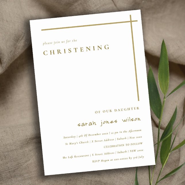 Invitation Classy Elegant Minimal Gold Typographie Christenin (Créateur téléchargé)