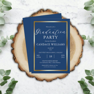 Invitation Classy Gold Frame Minimalist Graduation Party