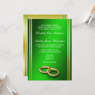 Invitation Classy Gold & Green, Mariage Mariage