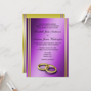 Invitation Classy Gold & Purple, Mariage  Mariage