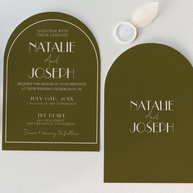 Invitation Classy Grasslands Old Money Retro Arched Wedding (Créateur téléchargé)