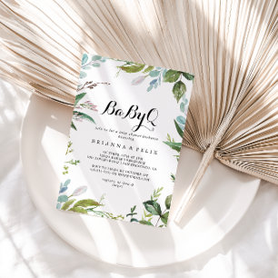 Invitation Classy Green BabyQ Baby shower Barbecue