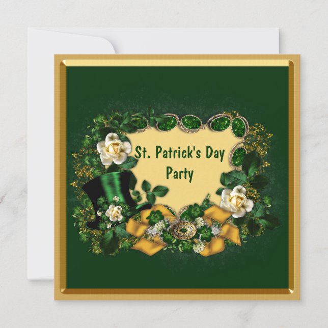 Invitation Classy Green & Gold St. Patrick's Day Party (Devant)