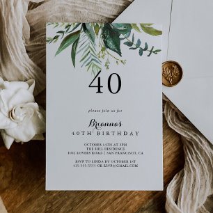 Invitation Classy Greenery Tropical 40th Birthday Party