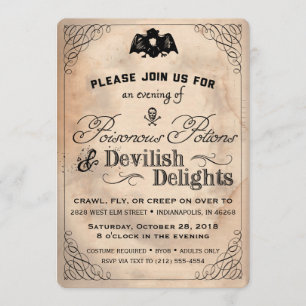 Invitation Classy Halloween Vintage Devilish Delights Invitat