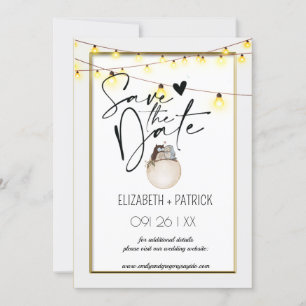 Invitation Classy minimaliste, les chouettes amoureux sauvent