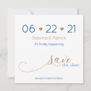 Invitation Classy Modern Minimalist Gold Navy Enregistrer la