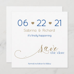 Invitation Classy Modern Minimalist Gold Navy Enregistrer la