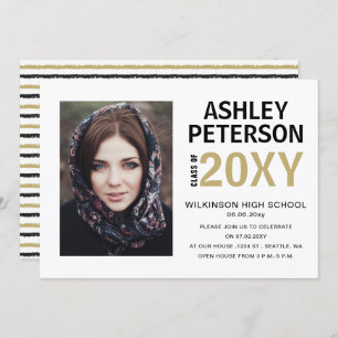 Invitation Classy Moderne Design élégant Photo Graduation Inv