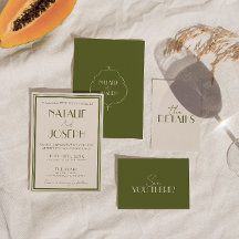 Classy Old Money Olive Green Luxury Retro Wedding