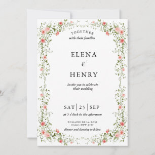 Invitation Classy Pastel Fleur sauvage Secret Garden Wedding
