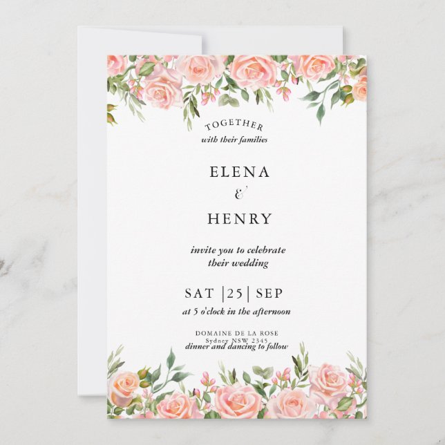 Invitation Classy Pastel Fleur sauvage Secret Garden Wedding (Devant)