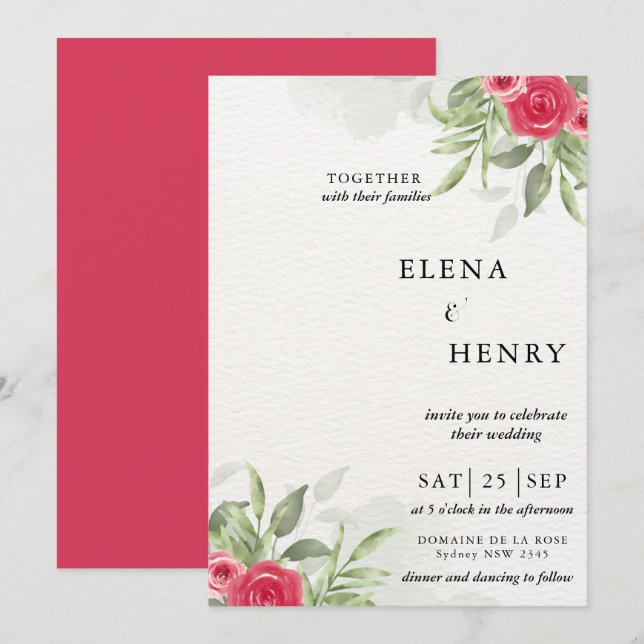 Invitation Classy Pastel Fleur sauvage Secret Garden Wedding (Devant / Derrière)