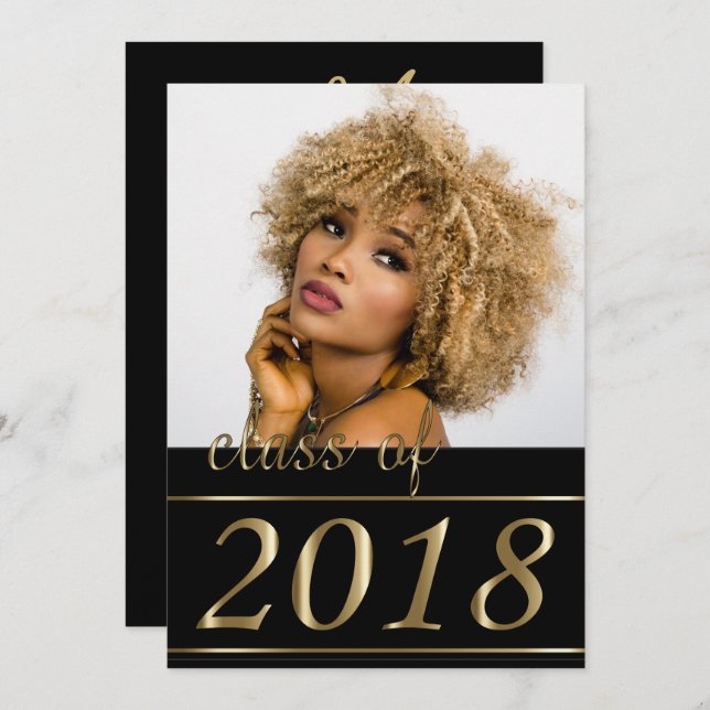 Invitation Classy Photo Graduation  (Devant / Derrière)