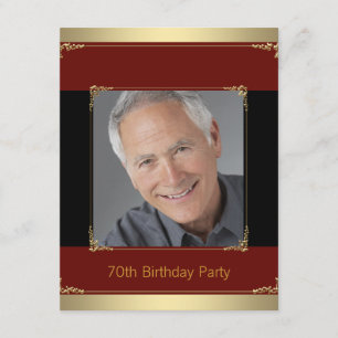 Invitation Classy Red, Black et Gold 70e anniversaire fête