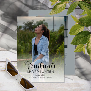 Invitation Classy Script Graduate Deux photo Graduation Gris