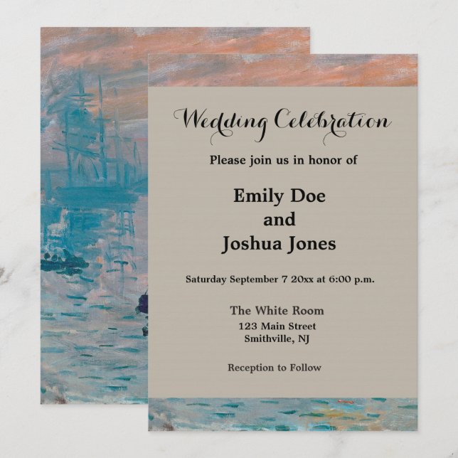 Invitation Claude Monet Impression Soleil Levant Français (Devant / Derrière)