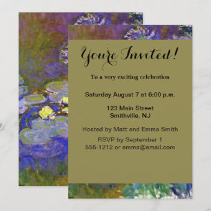 Invitation Claude Monet Nymphéas Agapanthus Art Vintage