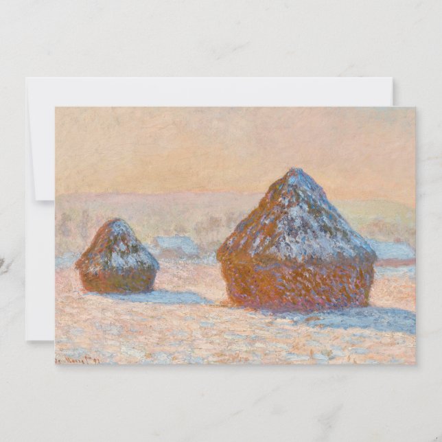 Invitation Claude Monet - Piles à roues, Effet neige, Matin (Devant)