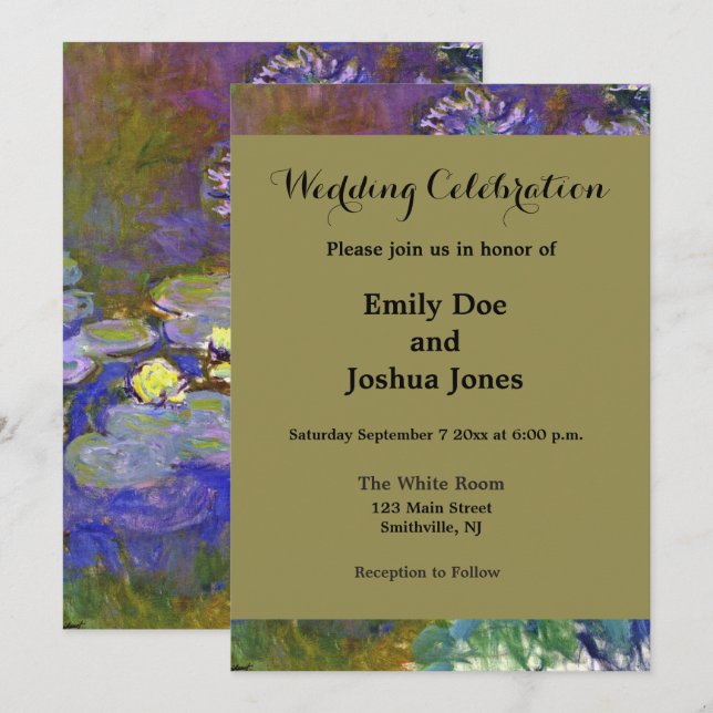 Invitation Claude Monet Water Lilies Agapanthus (Devant / Derrière)