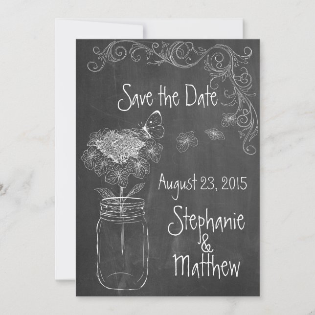 INVITATION CLAVIER MASON JAR GARDEN MARIAGE ENREGISTRER LA DA (Devant)