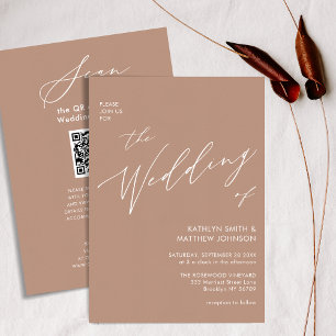 Invitation Clay QR Code Tout en un Script moderne Mariage chi