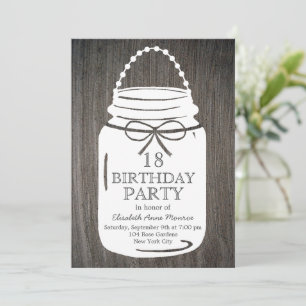 Invitation Clay Rustic Mason Jar 18e anniversaire