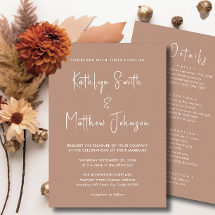 Invitation Clay Script moderne tout en un minimaliste Mariage