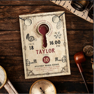 Invitation Clé de détective pour résoudre le mystère d'une sa